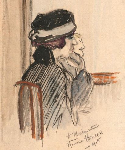 Henri Maurice HENSEL (né en 1890) A Montmartre, 1915
Technique mixte sur papier,...
