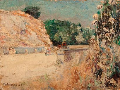 Joseph Meissonnier (1864-1943) Sur le chemin
Huile sur toile, signée en bas à gauche
46...