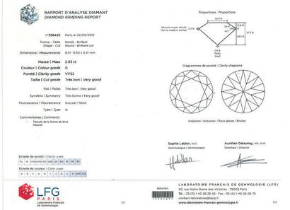 Bague solitaire 
Round old cut diamond, platinum (950). Pb : 4.5 gr - Td. : 55. Accompanied...