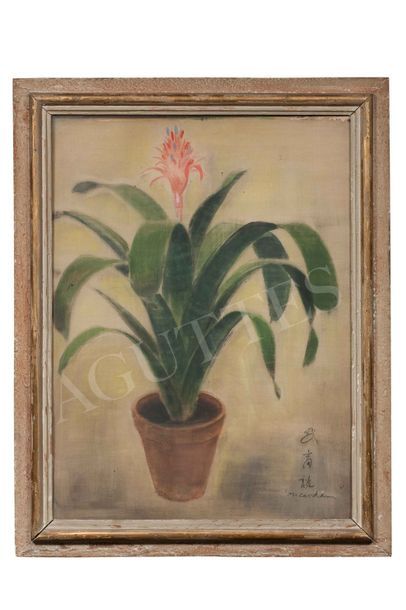VU CAO DAM (1908-2000) Fleur en pot
Encre et couleurs sur soie, signée en bas à droite
60.5...