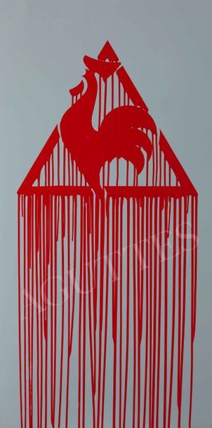 ZEVS (NE EN 1977) Le coq sportif liquidated, 2014
Peinture industrielle sur plaque...
