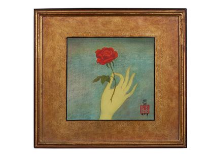 MAI trung THU (1906-1980) Rose, 1970
Encre et couleurs sur soie, signée et datée...