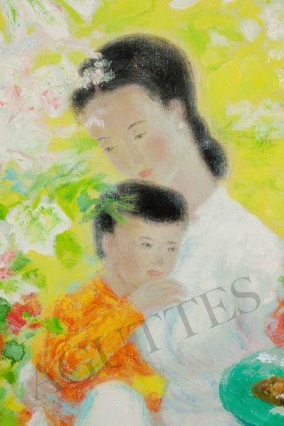 LE PHO (1907-2001) 黎谱 Maternité
Huile sur toile, signée en bas à gauche
61 x 46 cm...