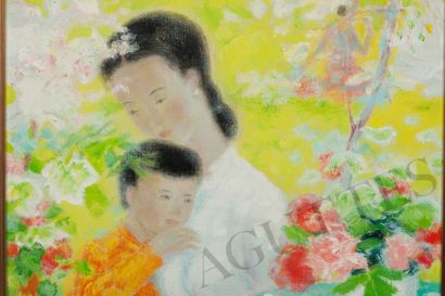 LE PHO (1907-2001) 黎谱 Maternité
Huile sur toile, signée en bas à gauche
61 x 46 cm...