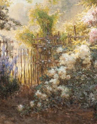Pierre-Eugène MONTÉZIN (1874-1946) Clairière dans un jardin fleuri, circa 1900
Huile,...