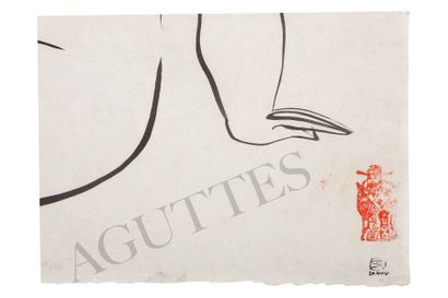 SANYU (1895-1966) 常玉 Nu assis
Encre sur papier, signée en bas à droite et marquée...