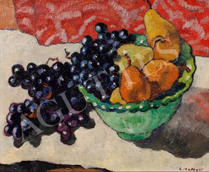 Louis VALTAT (1869-1952) Raisins et poires
Huile sur toile, signée en bas à droite
38.5...