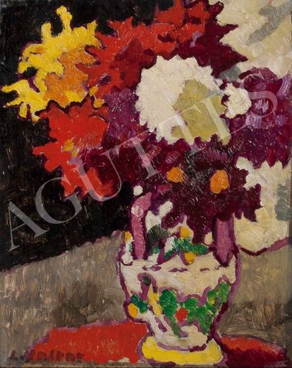 Louis VALTAT (1869-1952) Pot de fleurs multicolores
Huile sur panneau, signée en...