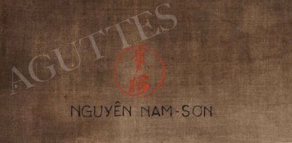 NGUYEN NAM SON (1890-1973) 阮南山 
Tonkinoise à l'éventail, 
circa 1935-1936

Encre...