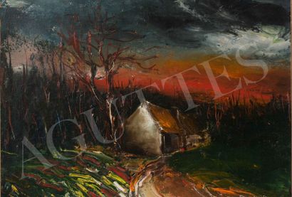 Maurice de Vlaminck (1876-1958) Paysage d'automne (ou maison au bord du chemin)
Huile,...