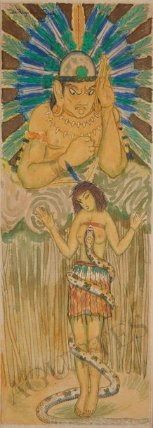VICENTE DE REGO MONTEIRO (1899-1970) Supplice indien, 1920
Aquarelle, signée et datée...