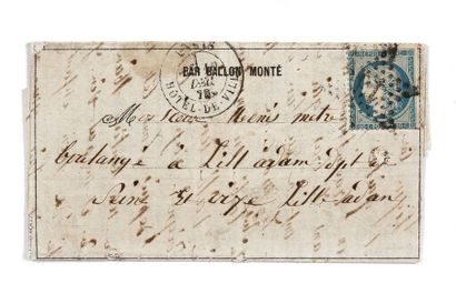 null + 10 DECEMBRE 1870
20c Siège obl. Étoile 13 Paris Hôtel-de-Ville sur journal-lettre
LE...