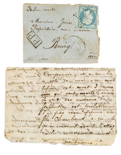 null + 26 JANVIER 1871
20c Empire n'appartenant pas à la lettre (timbre changé) obl....