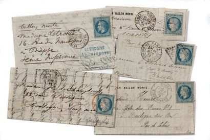 null + BALLONS DE NOVEMBRE 1870
Ensemble de 37 lettres ou cartes postales adressées...
