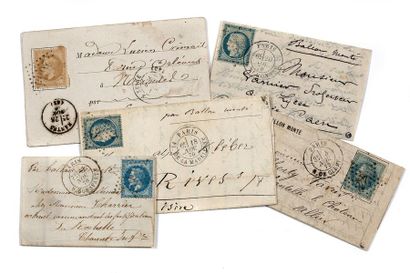 null + BALLONS DE NOVEMBRE 1870
Ensemble de 35 lettres ou cartes postales, dont 27...