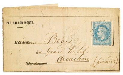 null + 3 NOVEMBRE 1870
20c lauré obl. GC 445 PARIS BERCY sur journal-lettre LE MONITEUR...