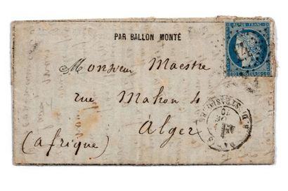 null + ALGERIE - 8 NOVEMBRE 1870
20c Siège obl. Étoile 14 Paris rue de Strasbourg...