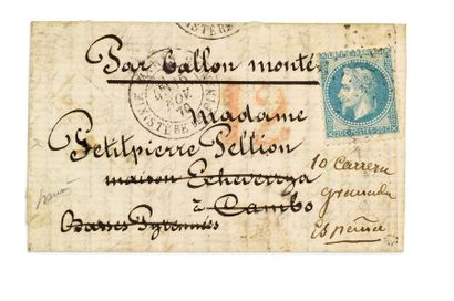 null + 15 NOVEMBRE 1870
20c lauré obl. Étoile 35 Ministère des Finances sur Lm pour...