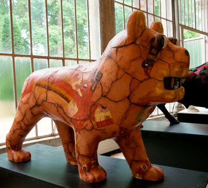 null Sylvie Duvaud : "Jaguar précolombien" - création céramique sur sculpture de...