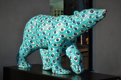 null Hervé Di Rosa : création peinte sur sculpture d'ours polaire en résine de polyester...