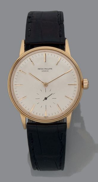 PATEK & PHILIPPE Vers 1960. Ref 3425. N° 2635191 Modèle homme or jaune 18K.
Cadran...