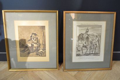 null Ensemble de neuf gravures Napoléonniennes dans des cadres en bois doré