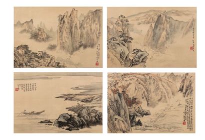 CHINE 
Chen Yu Pu (né en 1946)
Ensemble de quatre peintures sur soie représentant...