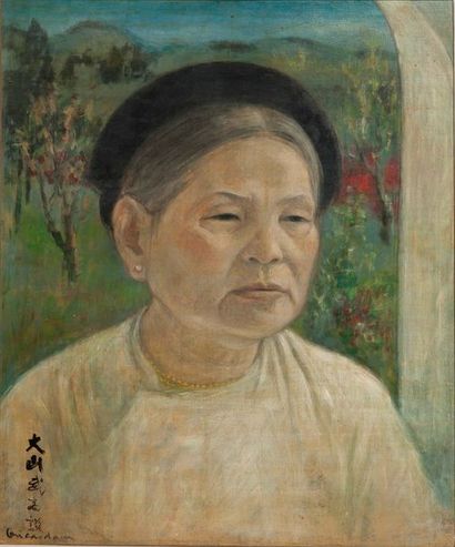 VU CAO DAM (1908-2000) Femme au turban noir
Encre, couleurs et technique mixte sur...
