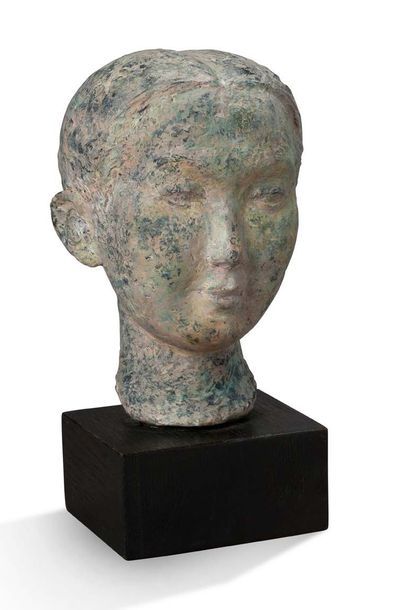 VU CAO DAM (1908-2000) 
Jeune fille
Sculpture en terre cuite, signée
Hauteur 20 cm
女孩
陶土雕塑，落款
高20厘米
Cô...