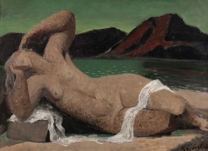 Jean SOUVERBIE (1891-1981) 
Ariane endormie, 1964
沉睡的阿丽亚娜，1964
油画，右下角落款，背面落款、标题和日期
Ariane...