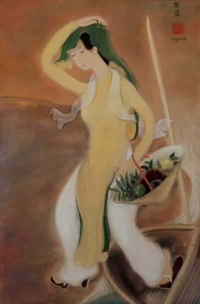 Le Pho (1907-2001) 
La femme en jaune
女子
绢本设色画，右上角落款
Người con gái
Mực và màu trên...