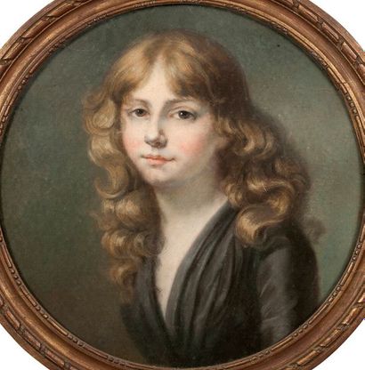 Ecole anglaise vers 1860 Portrait de jeune fille
Pastel, rond
Diamètre 48,5 cm