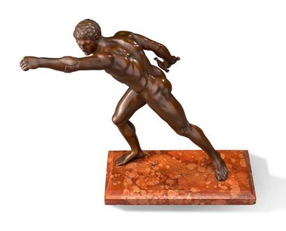 null SCULPTURE en bronze patiné représentant le «gladiateur Borghése» d'après l'antique...