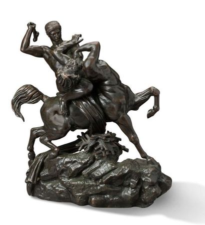 ANTOINE-LOUIS BARYE (1796-1875) Combat du Centaure et du Lapithe.
Bronze à patine...