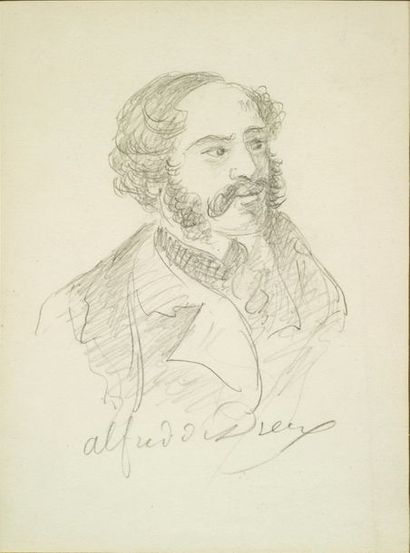 Alfred de DREUX (Paris 1810-1860) Autoportrait
Crayon noir
19 x 14 cm
Signé en bas...