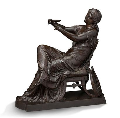 François MAGE (?-1910) Sappho
Sculpture en bronze à patine brune, signée sur la terrasse.
H:...