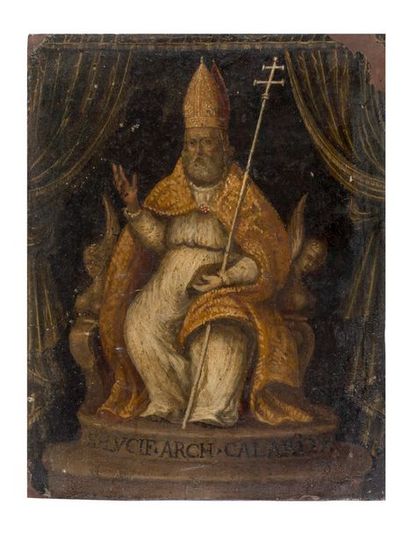 ECOLE SARDE DU XVIIE SIÈCLE L'évêque Lucifer de Cagliari
Cuivre 16,5 x 12,5 cm