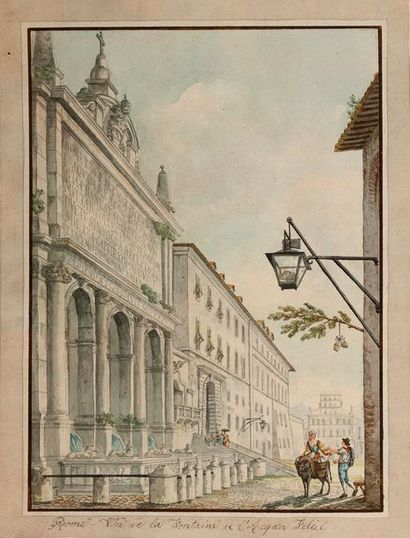 Victor Jean NICOLLE (Paris 1754 - 1826) Vue de la Torre dei Pierleoni à Rome Vue...