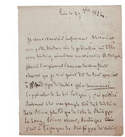 CHATEAUBRIAND François-René de (1768-1848) L.A.S. «Chateaubriand», Paris 27 septembre...