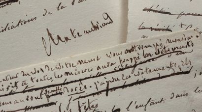 CHATEAUBRIAND François-René de (1768-1848) MANUSCRITS autographes ou de la main de...