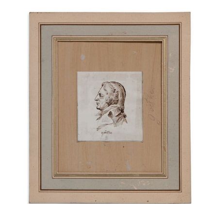 [GOETHE JOHANN WOLFGANG VON (1749-1832)] PORTRAIT original, dessin à la plume et...