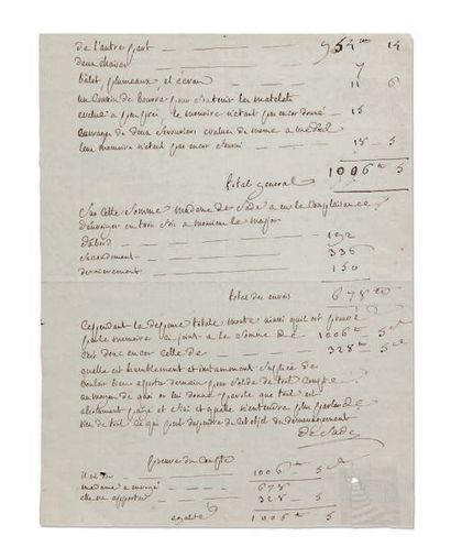 SADE DONATIEN-ALPHONSE-FRANÇOIS, MARQUIS DE (1740-1814) P.A.S. «De Sade», «Memoire...