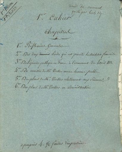 STAËL GERMAINE NECKER, BARONNE DE (1766-1817) MANUSCRIT autographe, [Considérations...