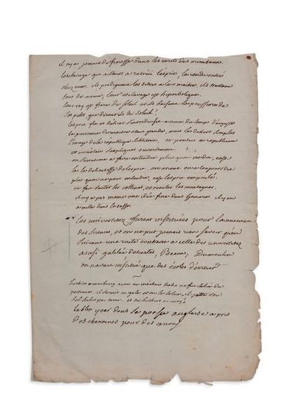 VOLTAIRE (1694-1778) MANUSCRIT autographe; 1 page et demie in-fol. (31 x 21,6 cm,...