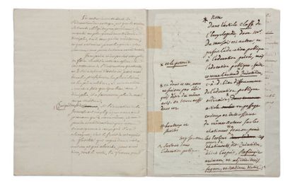 ALEMBERT JEAN LE ROND D'(1717-1783) MANUSCRIT avec additions et corrections autographes,...