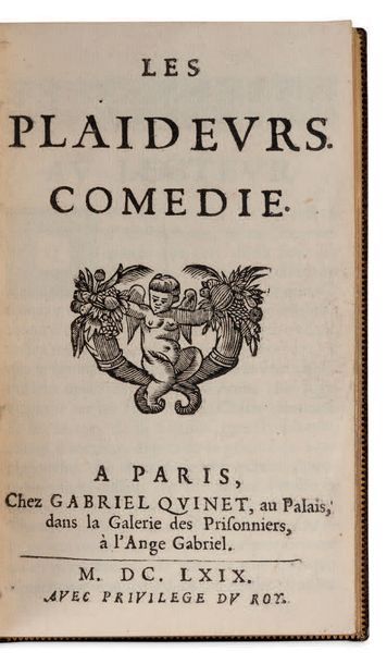 JEAN RACINE (1639-1699) Les Plaideurs Comédie. A Paris Chez Claude Barbin 1669. Ou...
