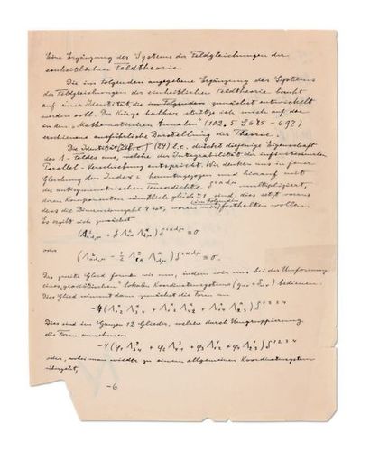 EINSTEIN ALBERT (1879-1955). MANUSCRIT autographe avec croquis et calculs, Eine Ergänzung...