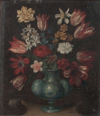 École ESPAGNOLE du XVIIIe siècle Vase de fleurs
Toile 55 x 46 cm