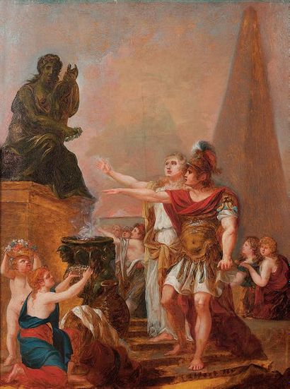 Jean BARDIN (Montbard 1732 - Orléans 1809) 
Couple romain implorant une déesse
Panneau...