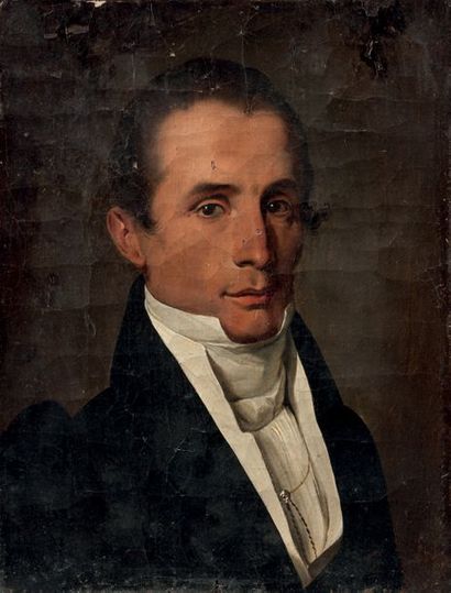 Louis-Léopold BOILLY (La Bassée 1761 - Paris 1845) Portrait d’un élégant au col blanc
Sur...